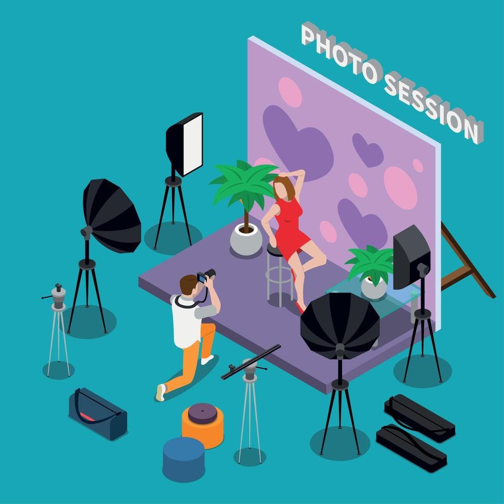 Photo Session Isometric Background Vector Illustration