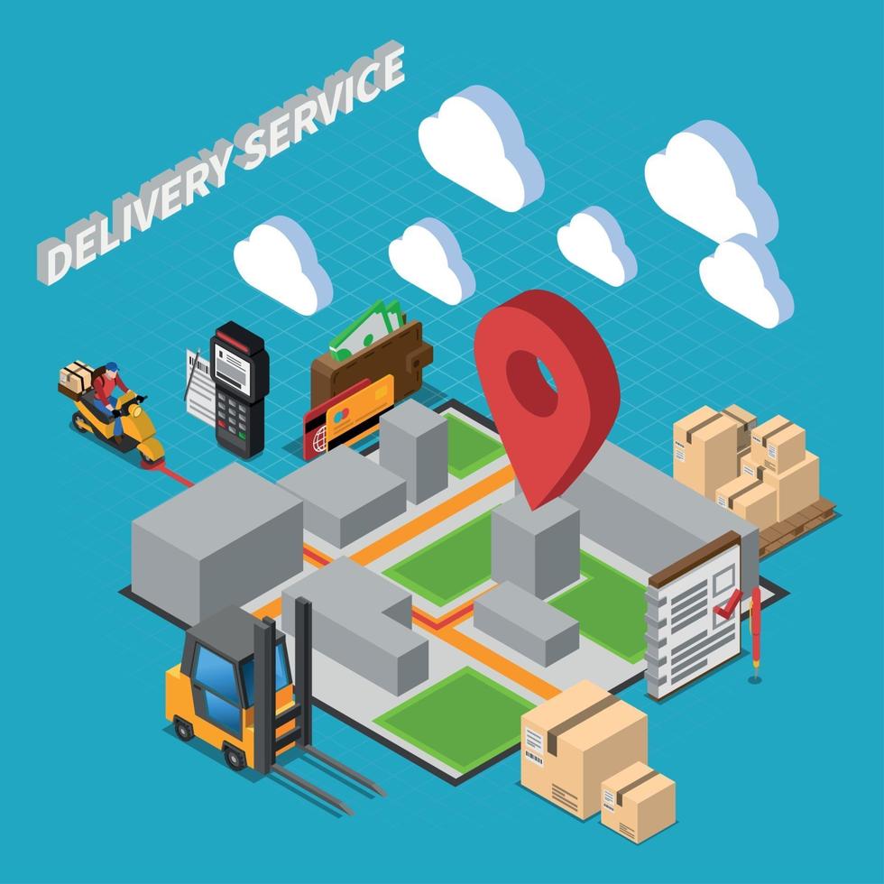 Delivery Service Isometric Composition Vector Illustration