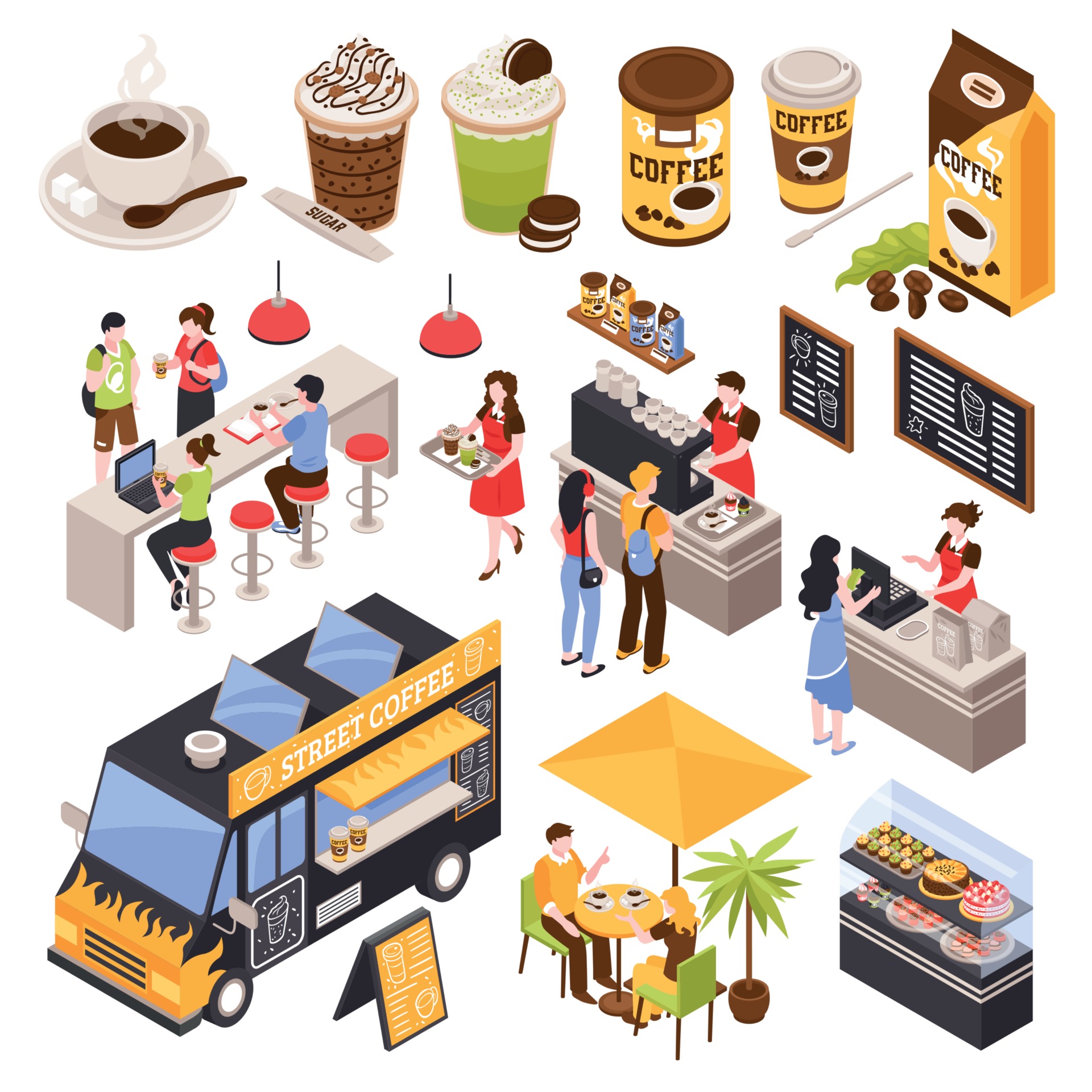 Coffee House Barista Set Vector Illustration 2943934 Vector Art at Vecteezy