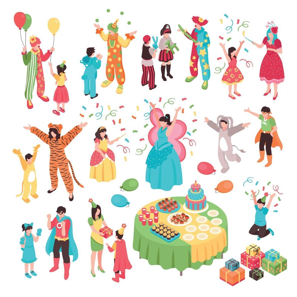 Kids Holidays Animator Set Vector Illustration
