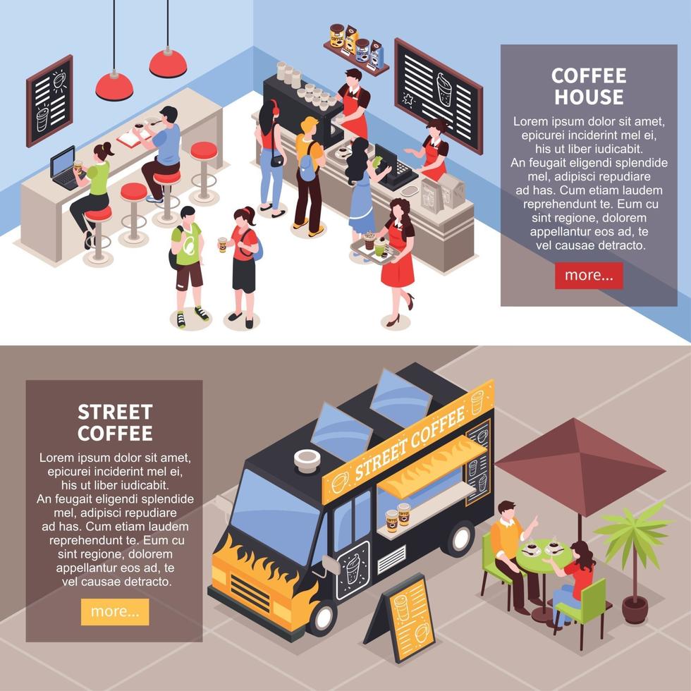 Coffee House Banners Set Vector Illustration