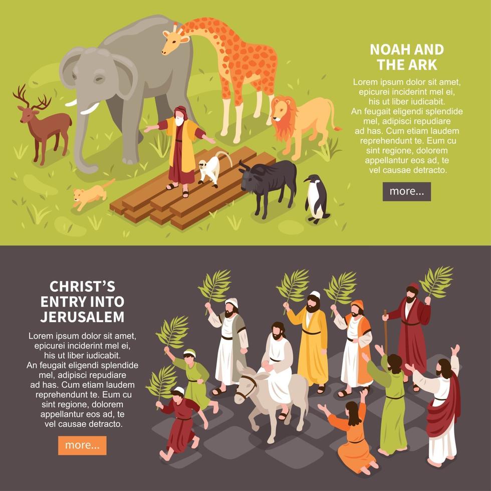 Bible Narratives Horizontal Banners Vector Illustration