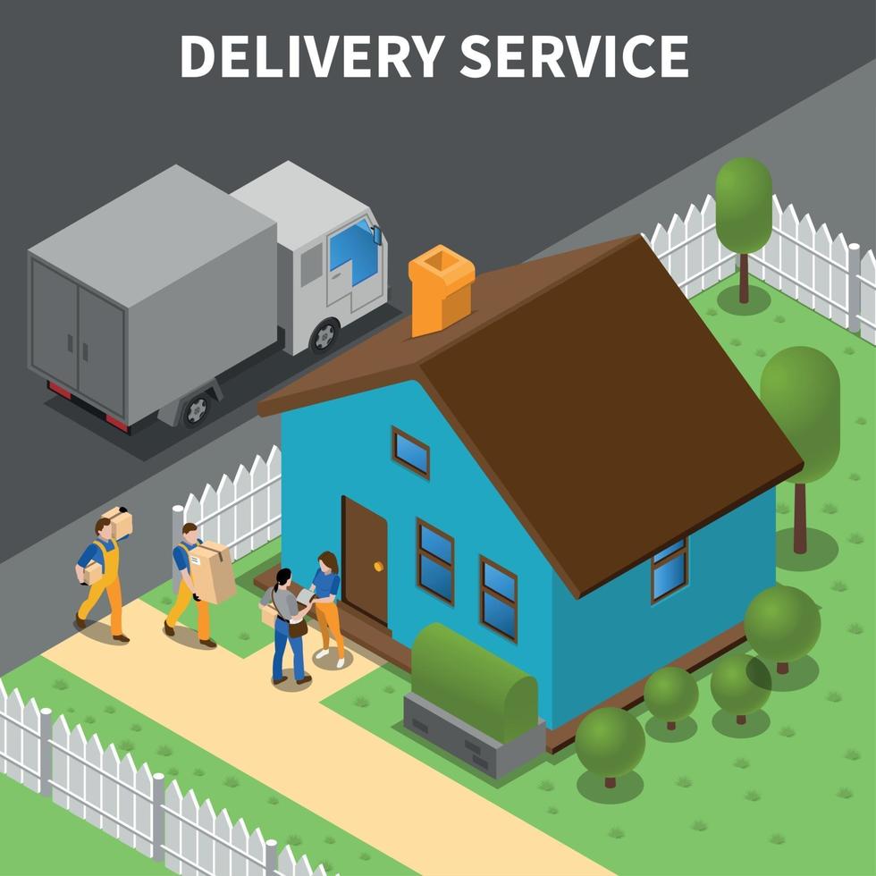 Delivery Service Isometric Background Vector Illustration