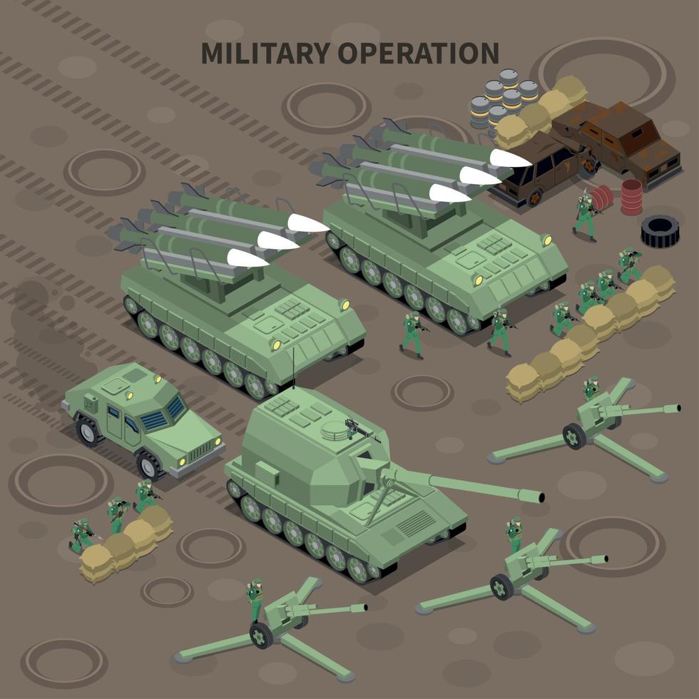 Military Operation Isometric Background Vector Illustration