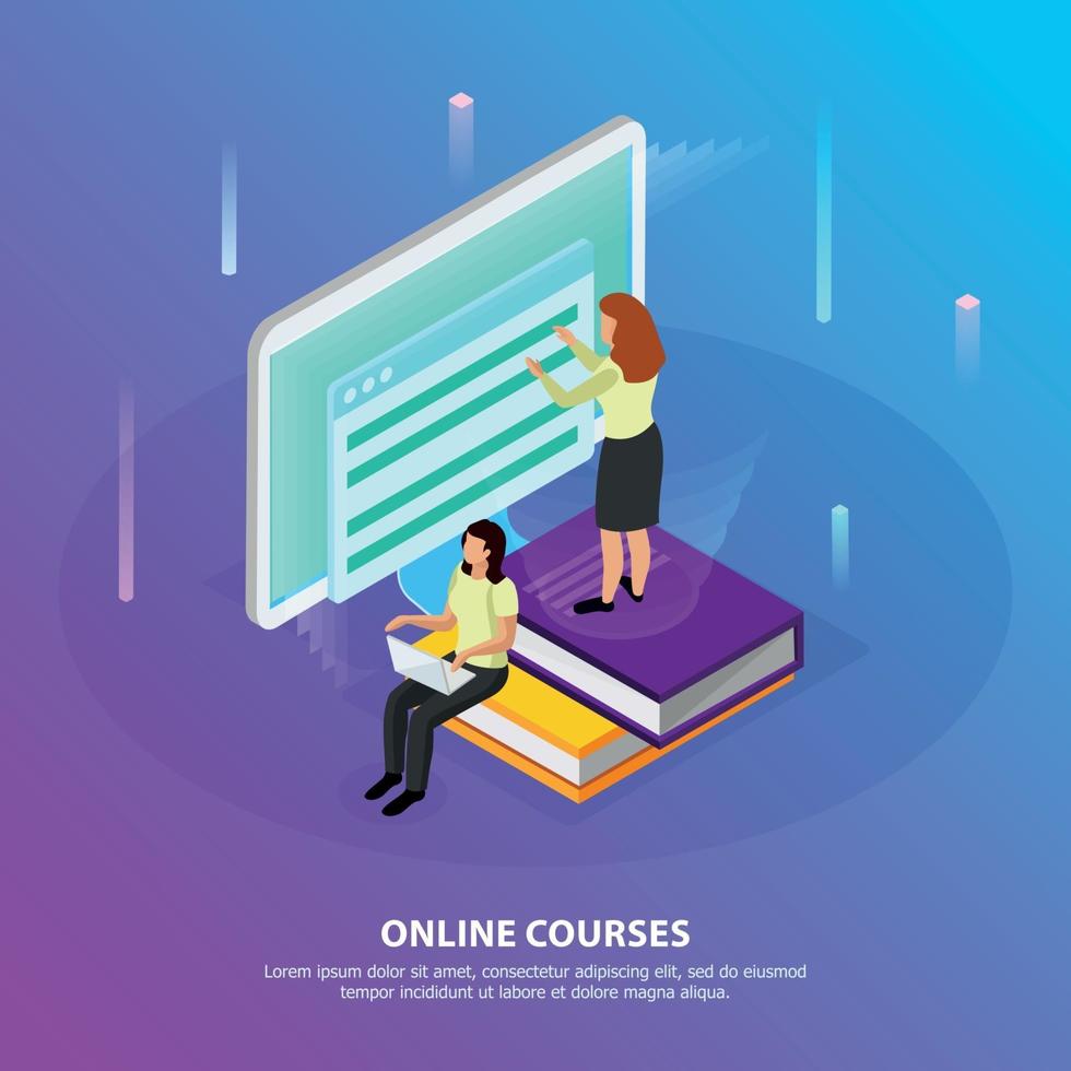 Online Courses Isometric Background Vector Illustration