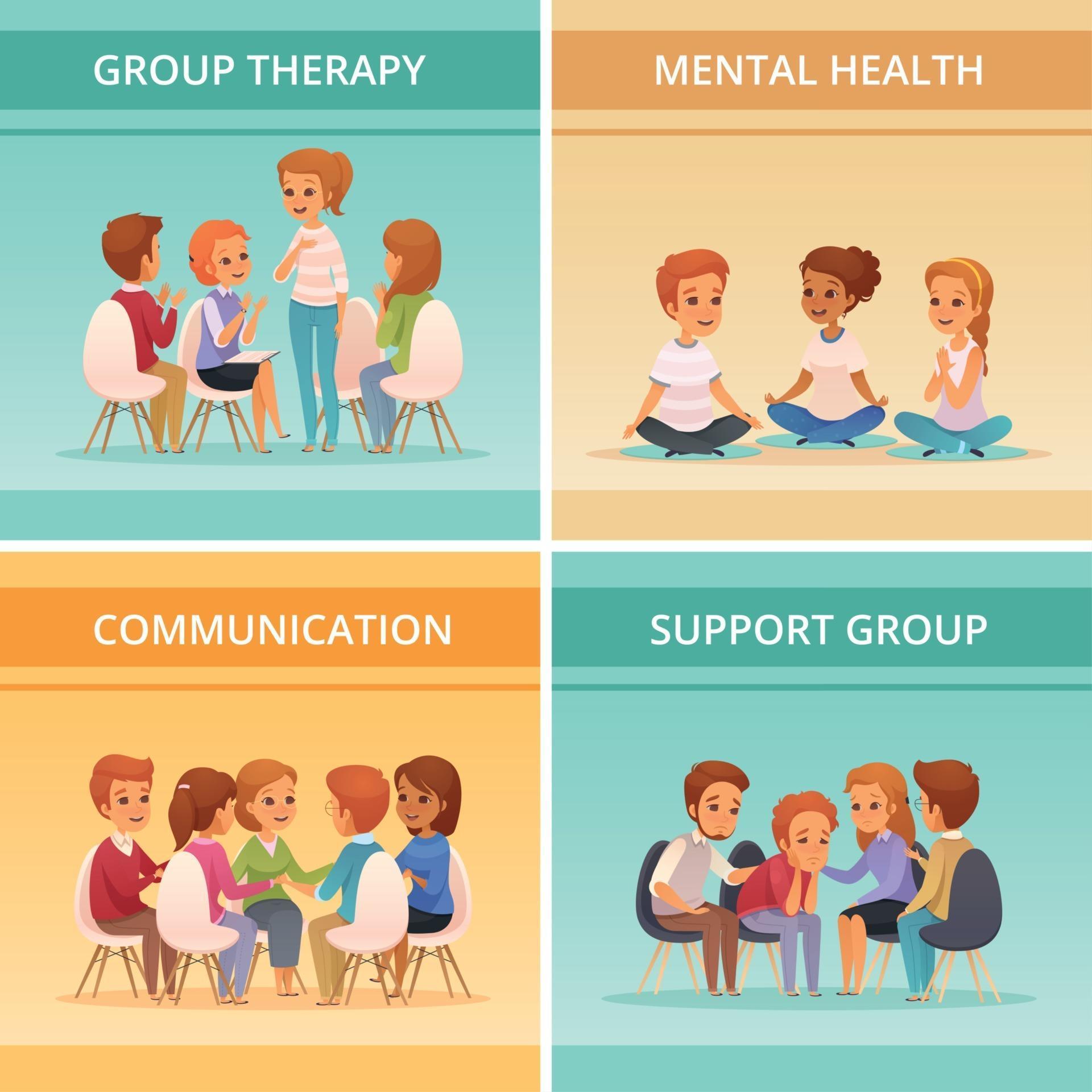 Cartoon Group Therapy Icon Set Vector Illustration 2944058 Vector Art
