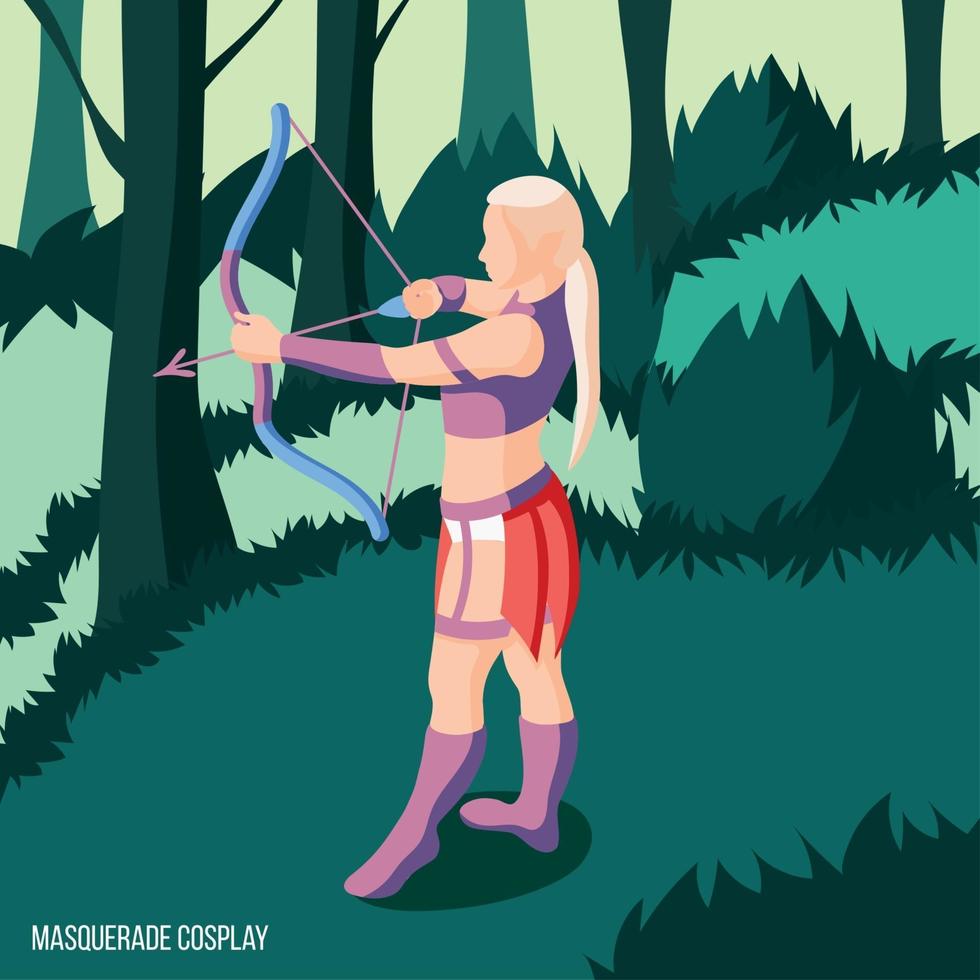 Cosplay Isometric Background Vector Illustration