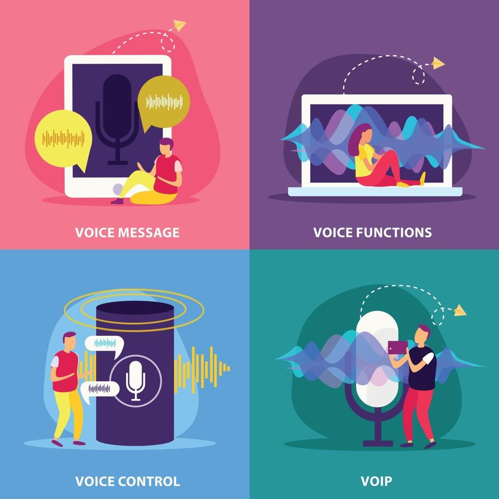 Voice Functions 2x2 Design Concept Vector Illustration