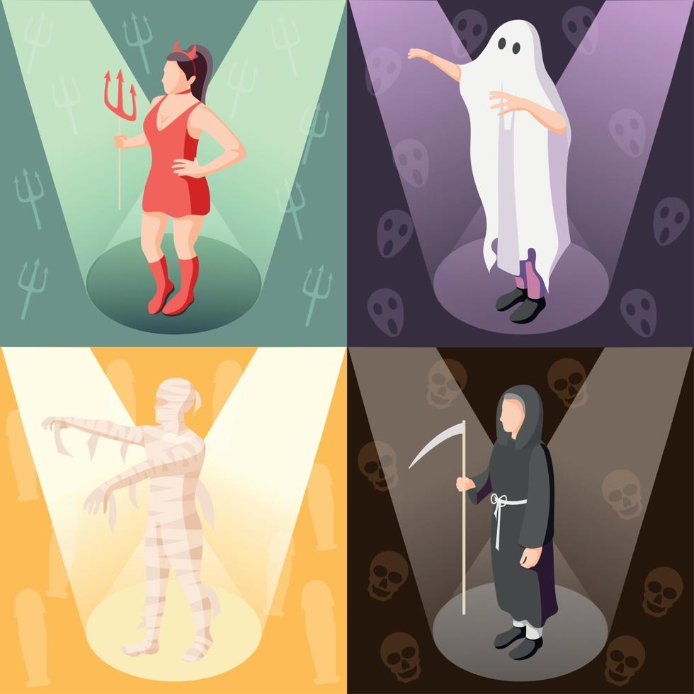 Cosplay Isometric 2x2 Design Concept Vector Illustration