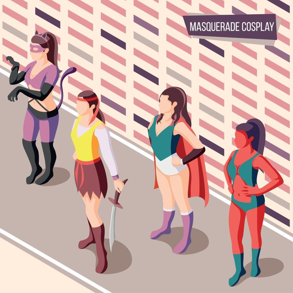 Masquerade Isometric Background Vector Illustration