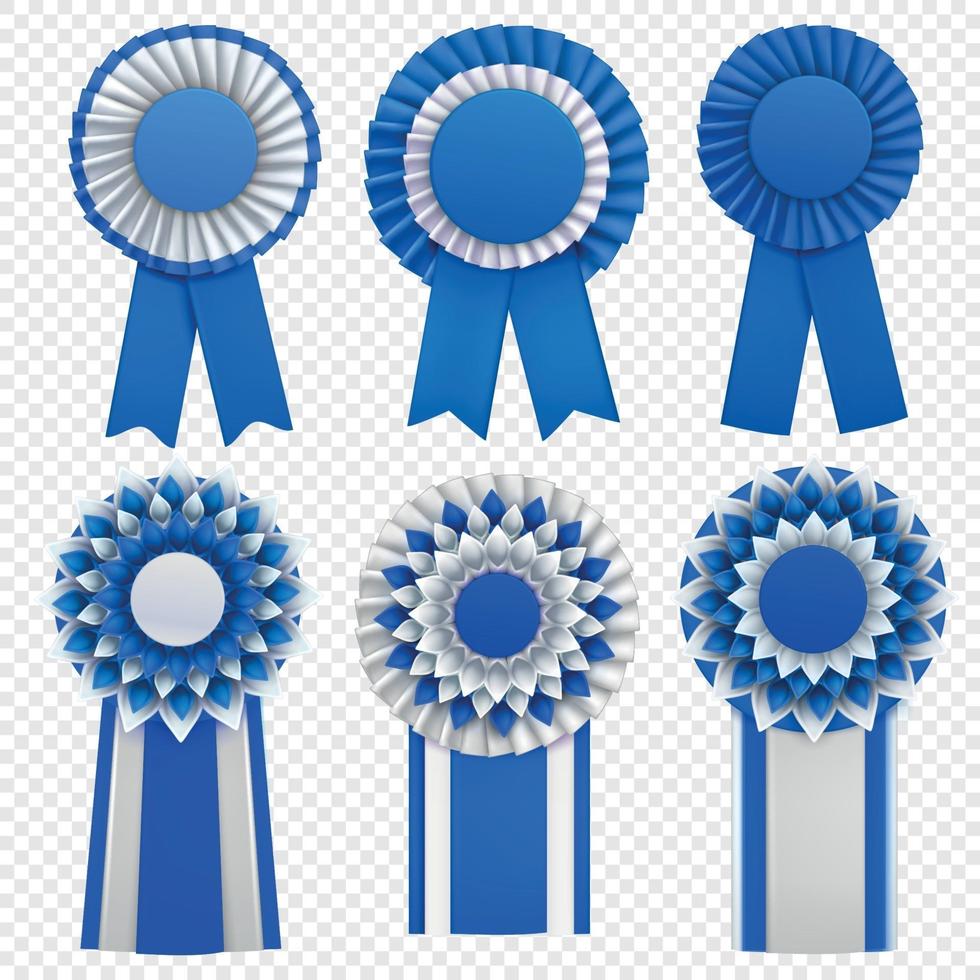 Badges Rosettes Realistic Set Vector Illustration