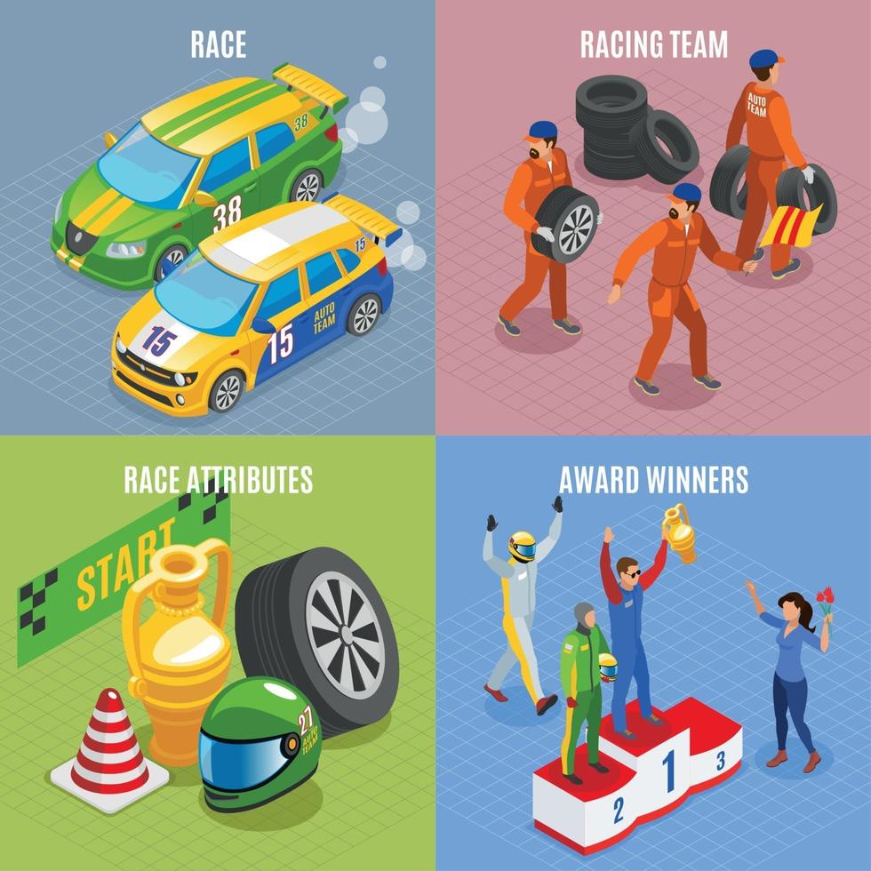 Racing Sports Concept Icons Set Vector Illustration