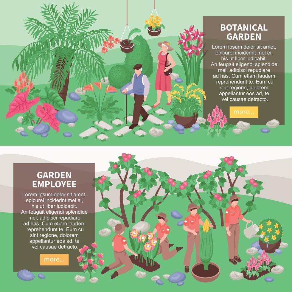 Botanical Garden Horizontal Banners Vector Illustration