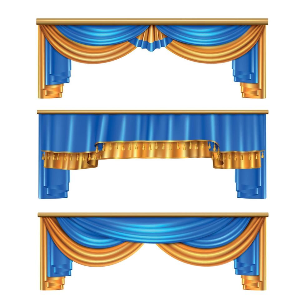 cortinas drapeadas conjunto realista ilustración vectorial vector