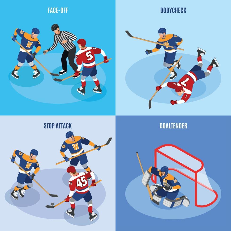 Hockey Isometric Concept Vector Illustration