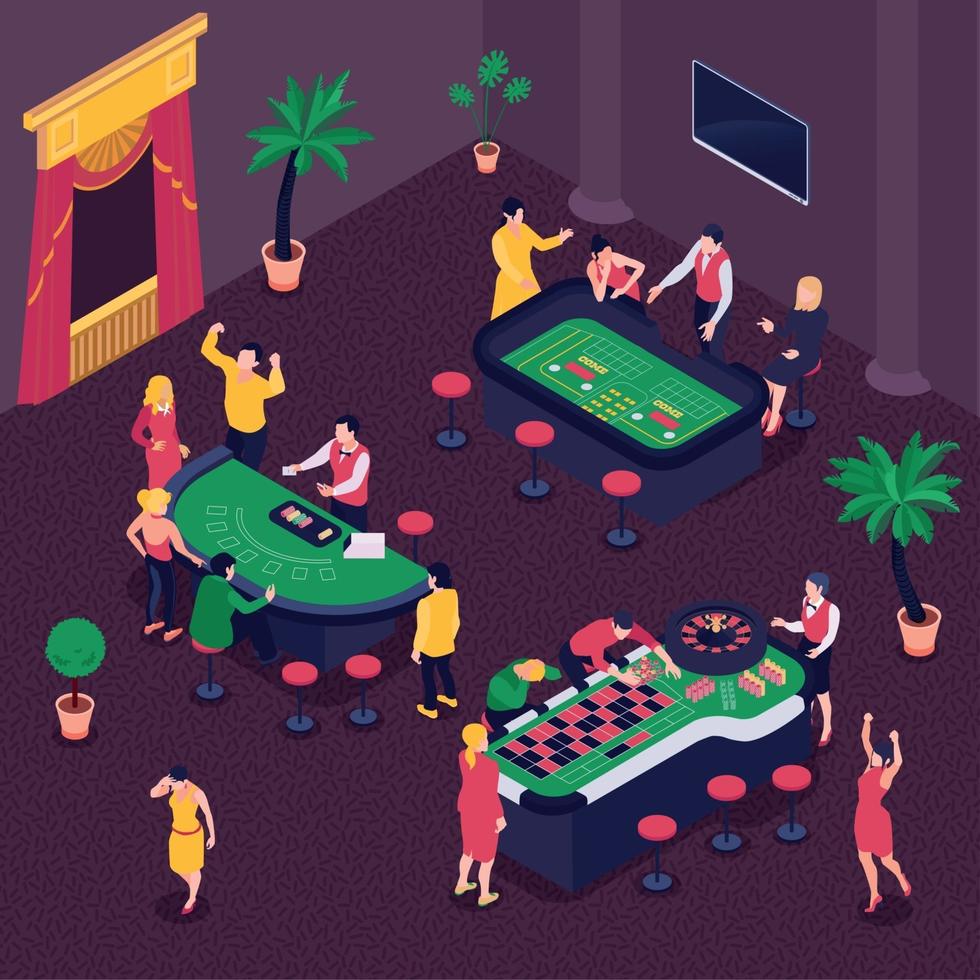 Casino Isometric Background Vector Illustration