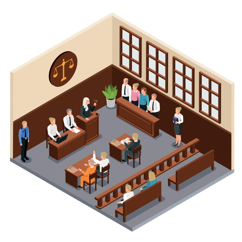 Law Justice Isometric Composition Vector Illustration