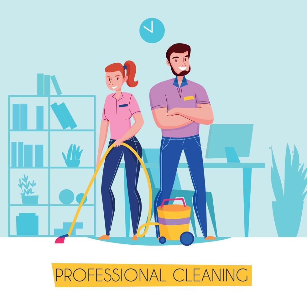 Professional Cleaning Service Poster Vector Illustration