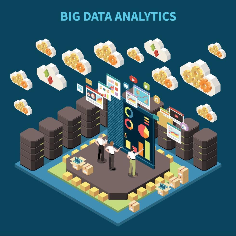 Big Data Analytics Composition Vector Illustration