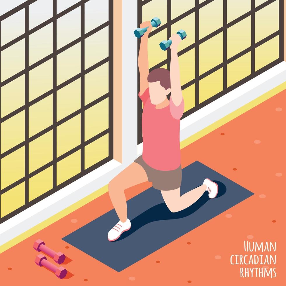 Isometric Human Circadian Rhythms Background Vector Illustration