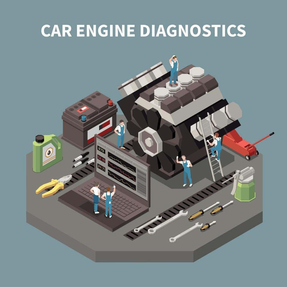 Ilustración de vector de composición de servicio de coche aislado