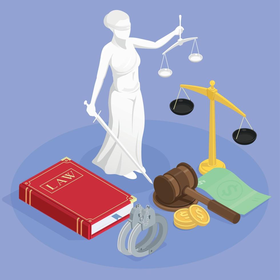 Themis The Justice Composition Vector Illustration