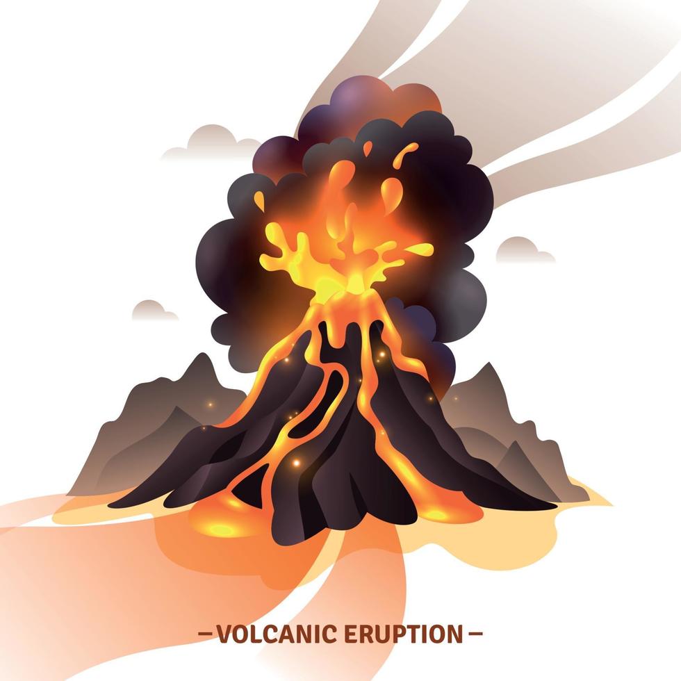 Volcanic Eruption Cartoon Illustration Vector Illustration