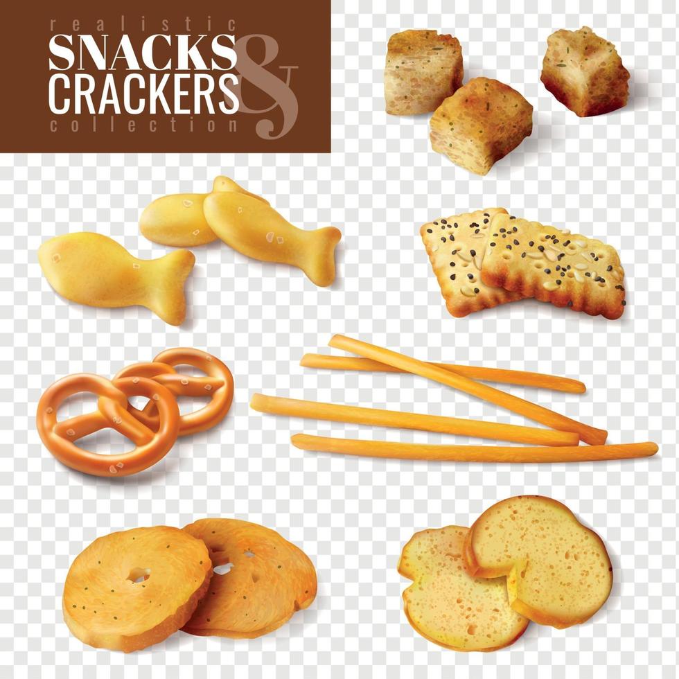 Crackers And Snacks Transparent Set Vector Illustration