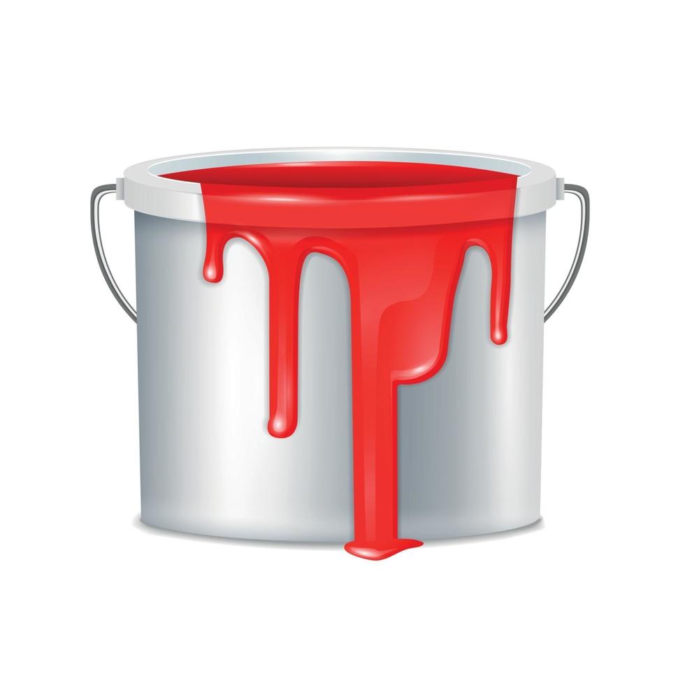 Realistic Paint Bucket Composition Vector Illustration