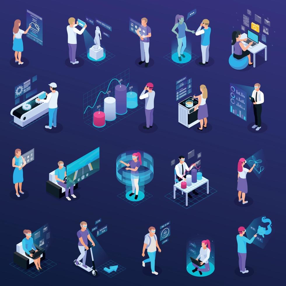Virtual Reality People Set Vector Illustration