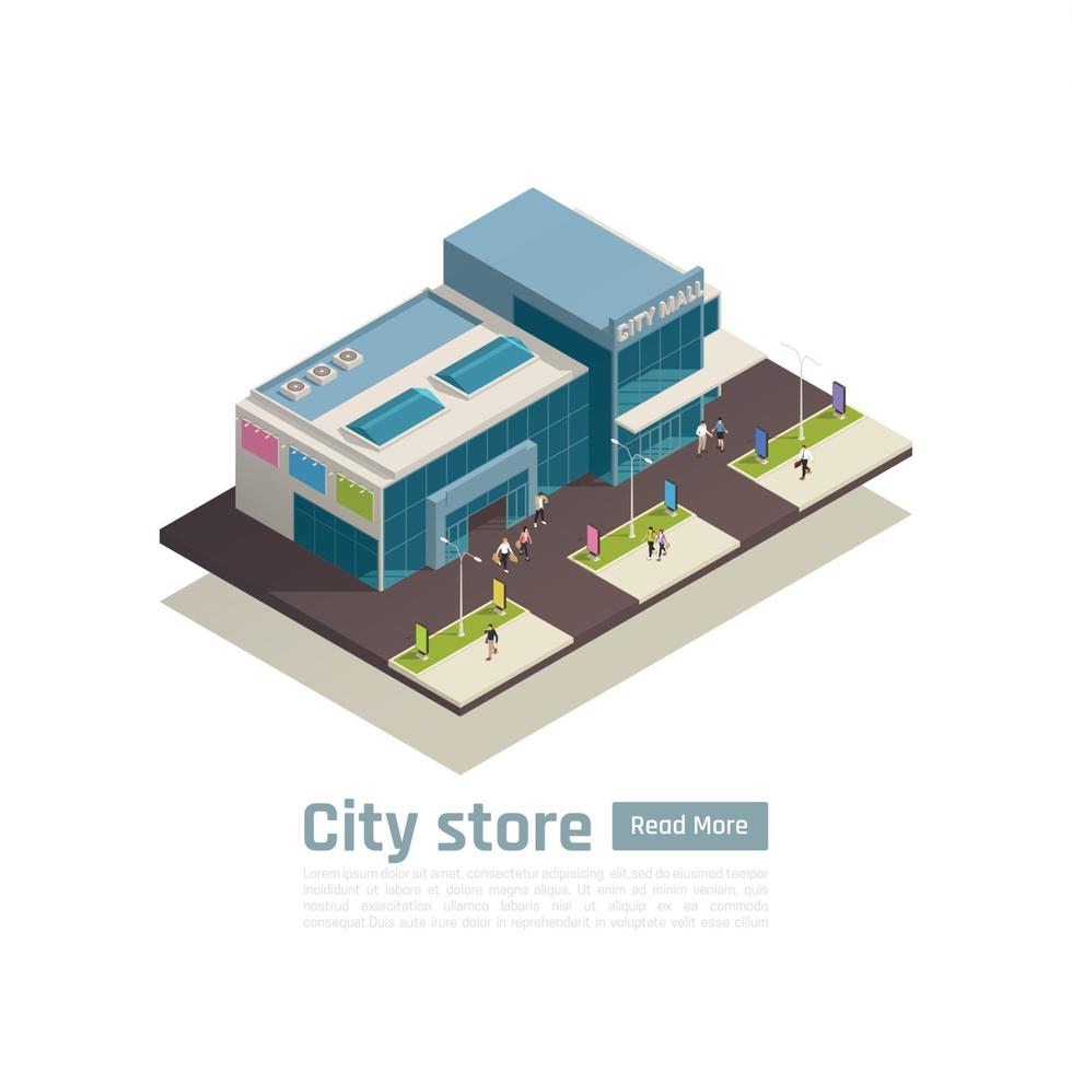 Shopping Center Isometric Composition Vector Illustration