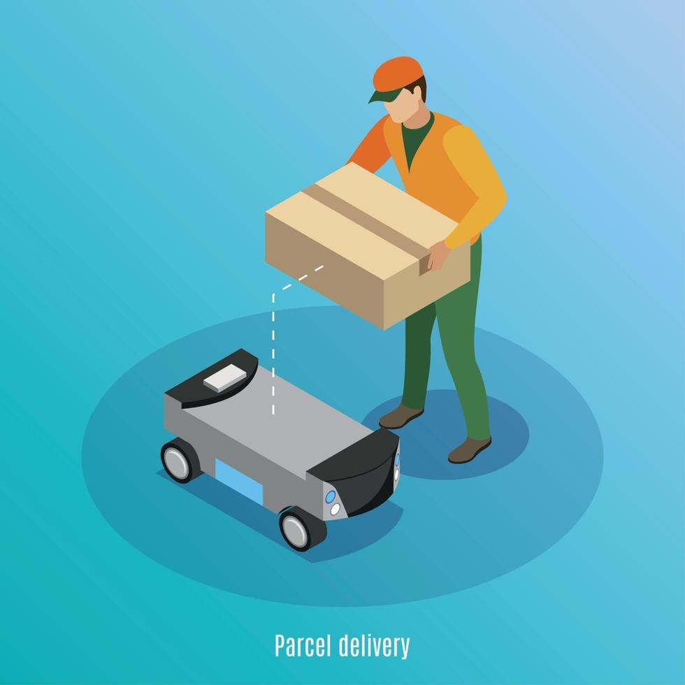 Parcel Delivery Isometric Background Vector Illustration