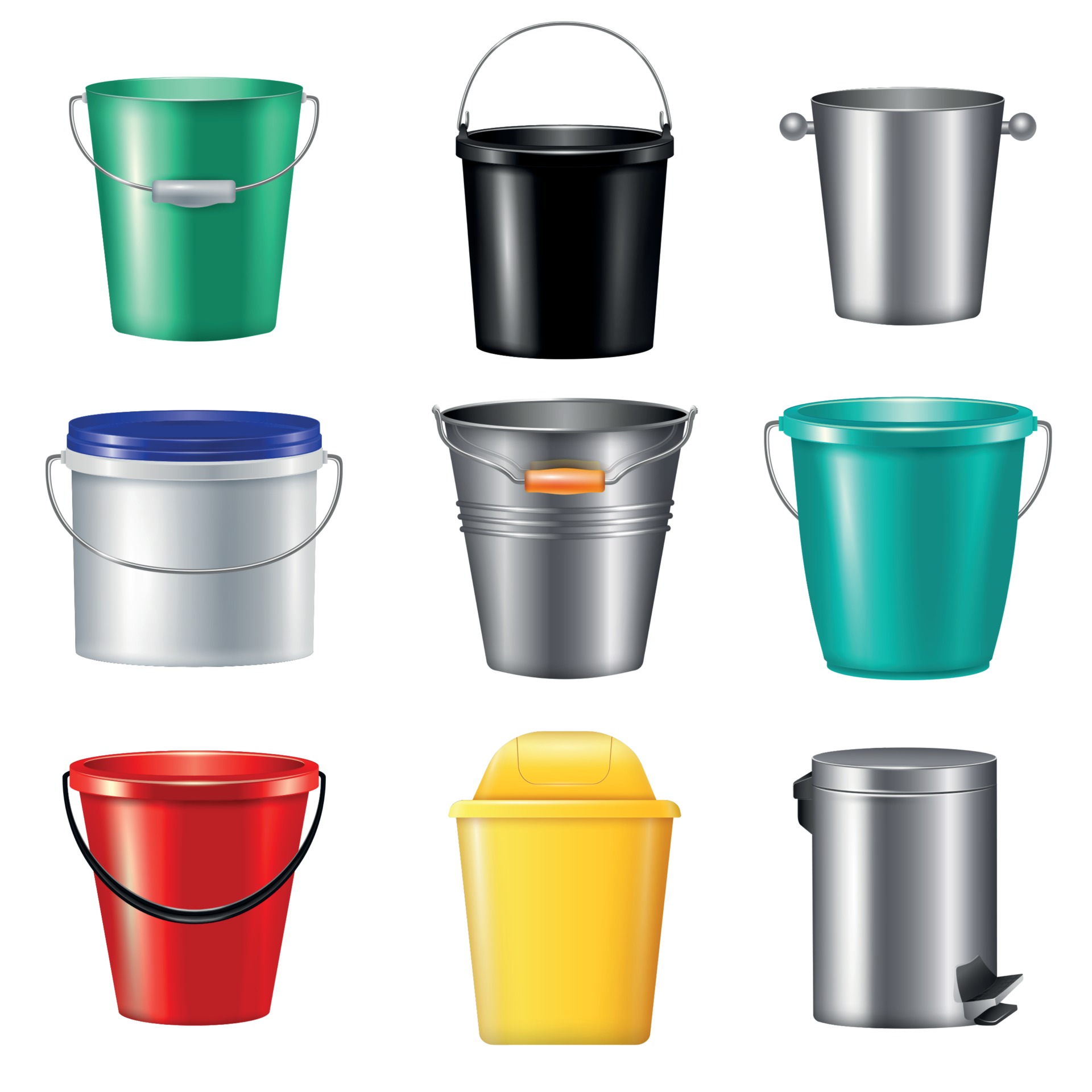 Realistic Buckets Icon Set Vector Illustration 2944319 Vector Art at