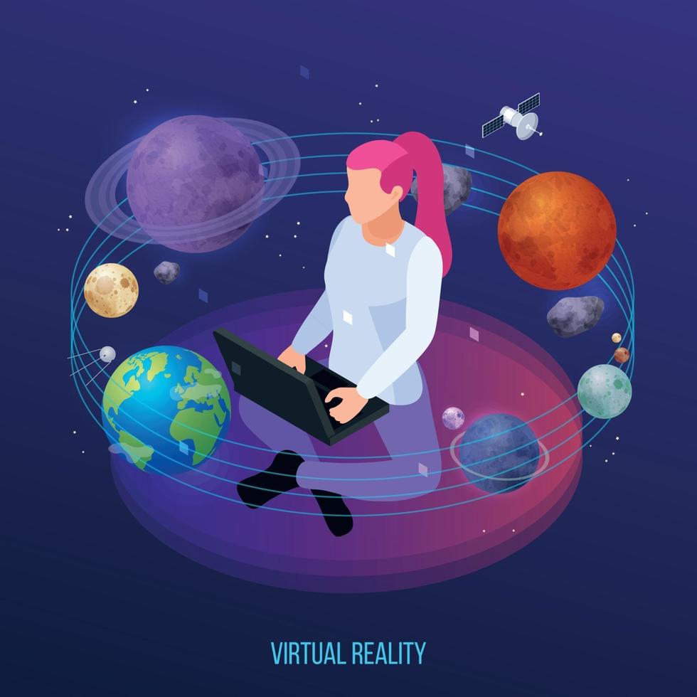 Virtual Space Reality Composition Vector Illustration