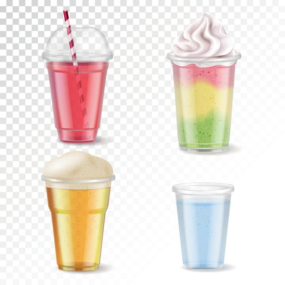 Plastic Glasses Realistic Set Vector Illustration