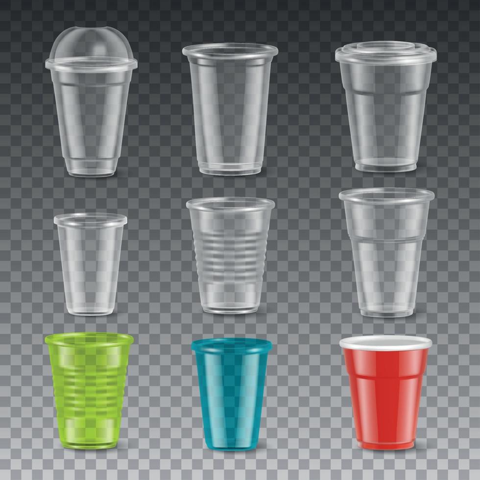 Plastic Glasses Set Vector Illustration