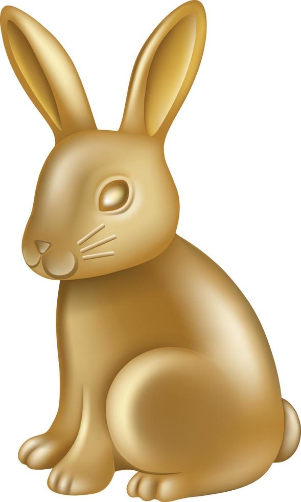 isolated gold rabbit vector