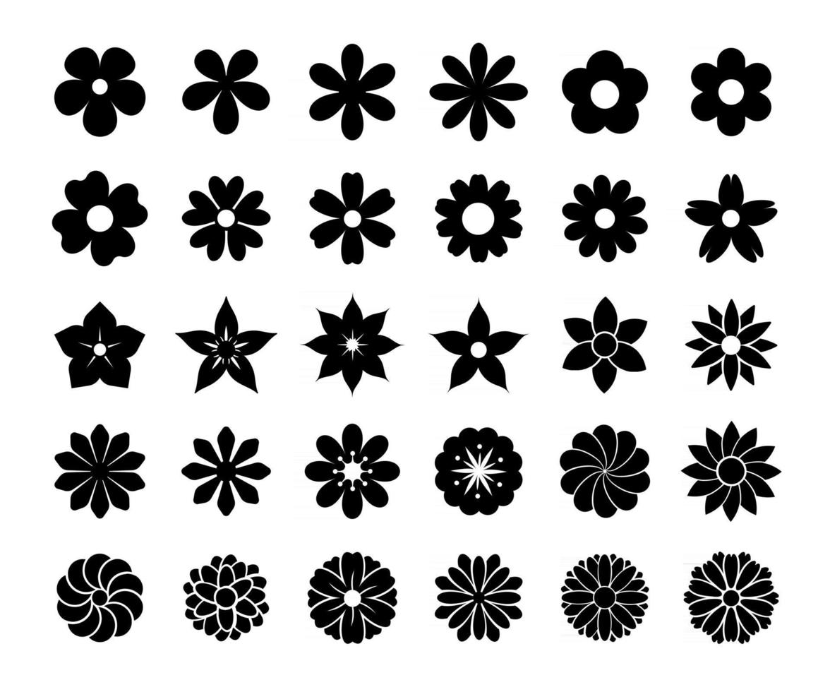 Blooming flower silhouette vector. Simple flowers for a beautiful decoration vector