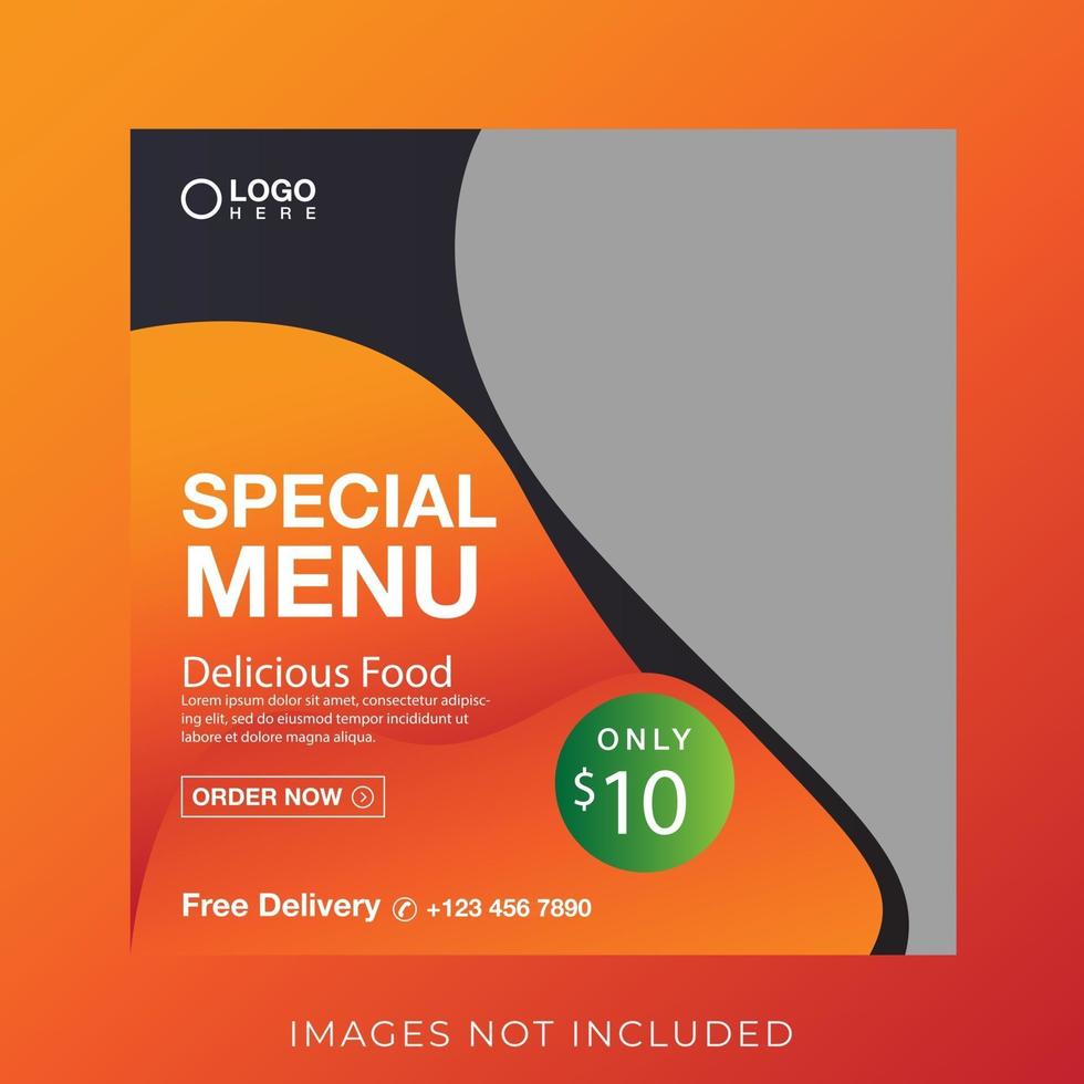 food culinary menu banner for social media post template vector