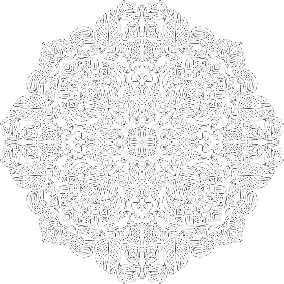 Flower ornament line art dots style vector