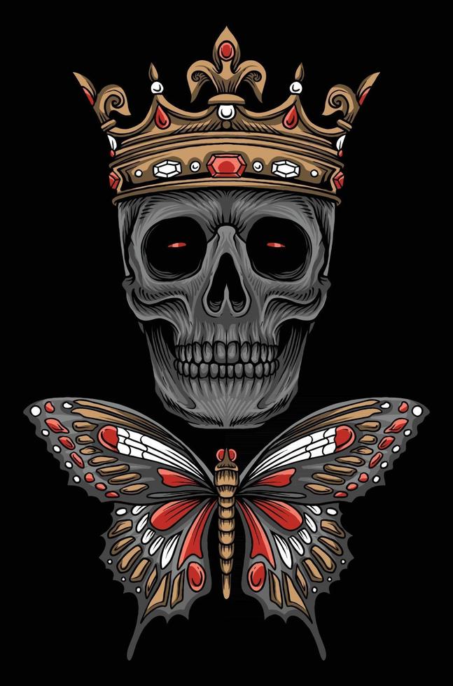 ilustración de cráneo de mariposa rey vector