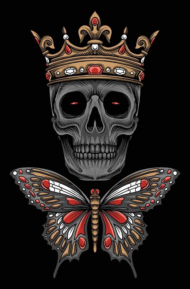 KING BUTTERFLY SKULl ILLUSTRATION vector