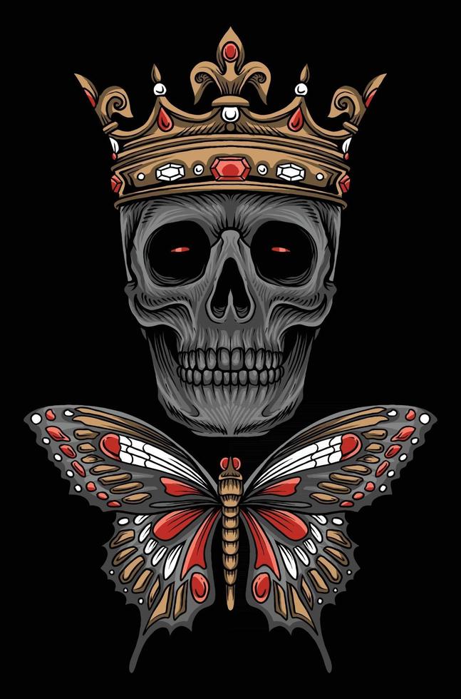 KING BUTTERFLY SKULl ILLUSTRATION vector