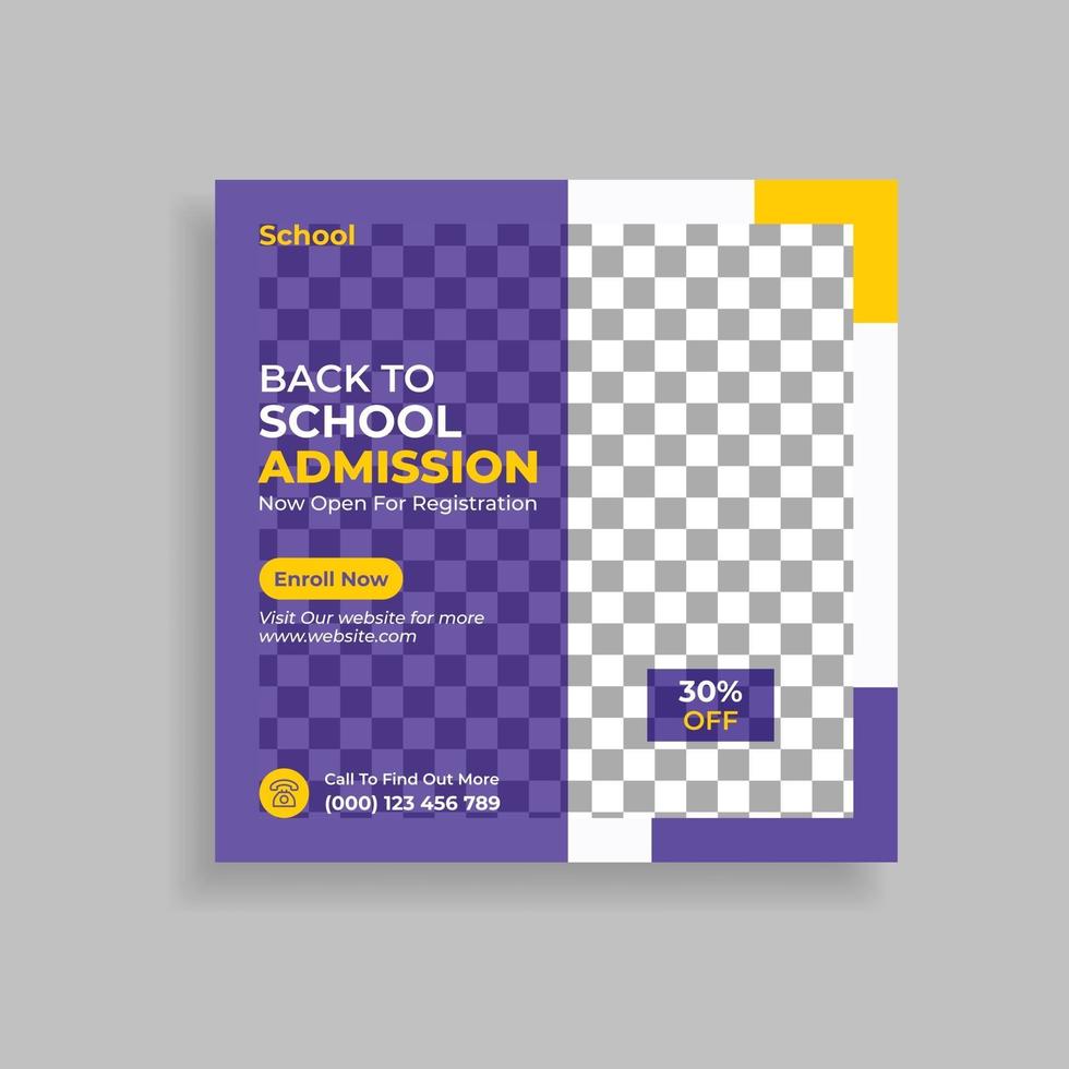 School Admission Social Media Post Template. Admission Social Media vector