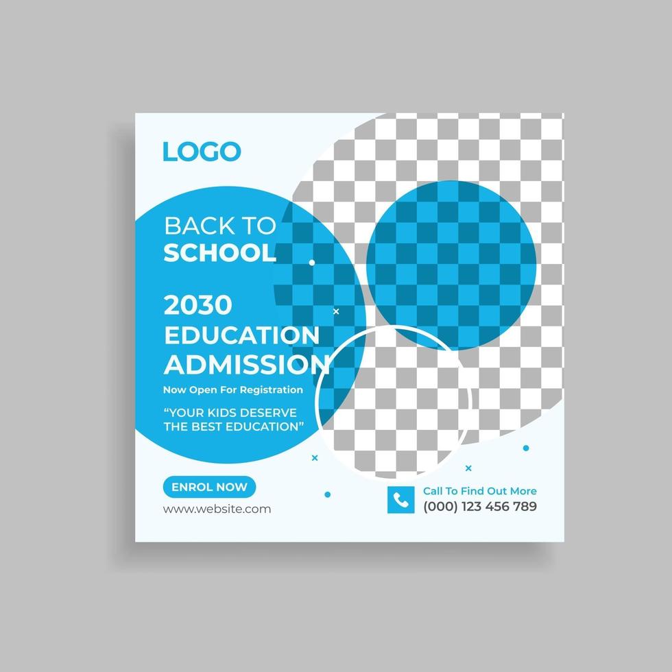 Back To School Admission Promotion Social Media Post Template Design vector