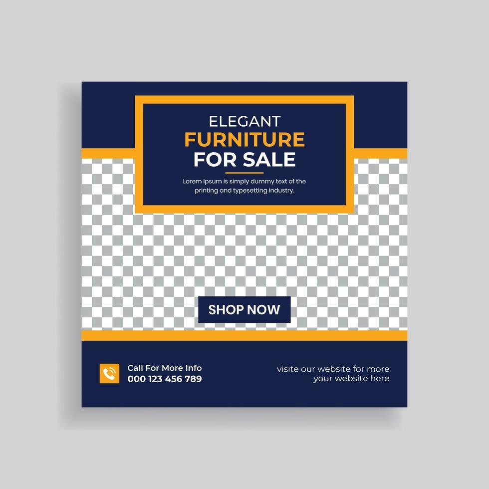 Furniture Sale Social Media Post Template Design vector