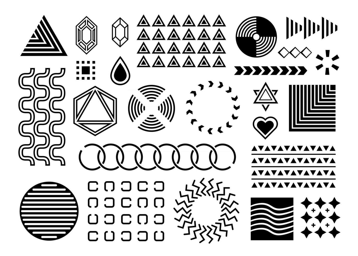 Memphis, conjunto de vectores de elementos de diseño abstracto, elementos negros