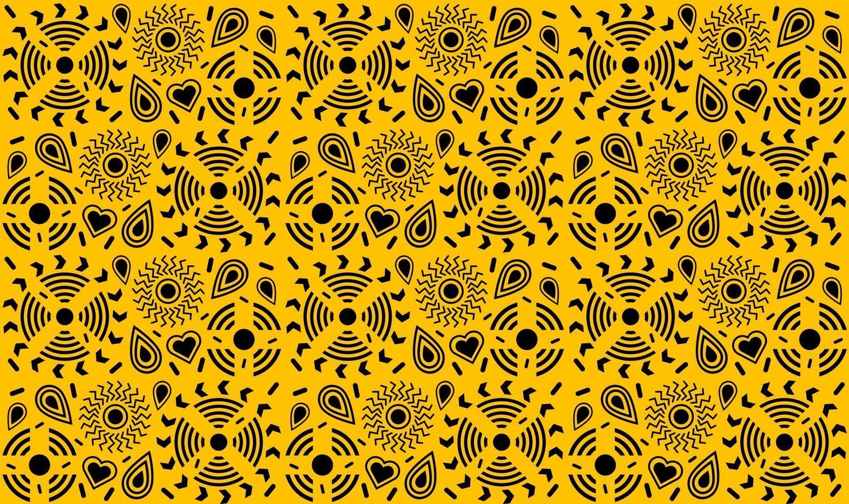 vector abstract background with yellow circles, drops, hearts, flowers