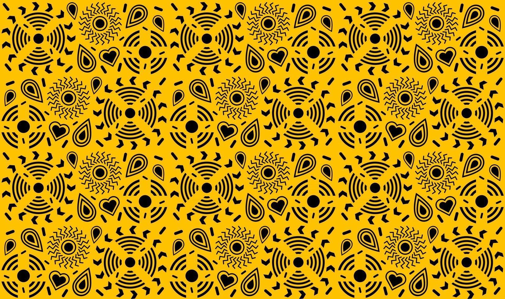 vector abstract background with yellow circles, drops, hearts, flowers