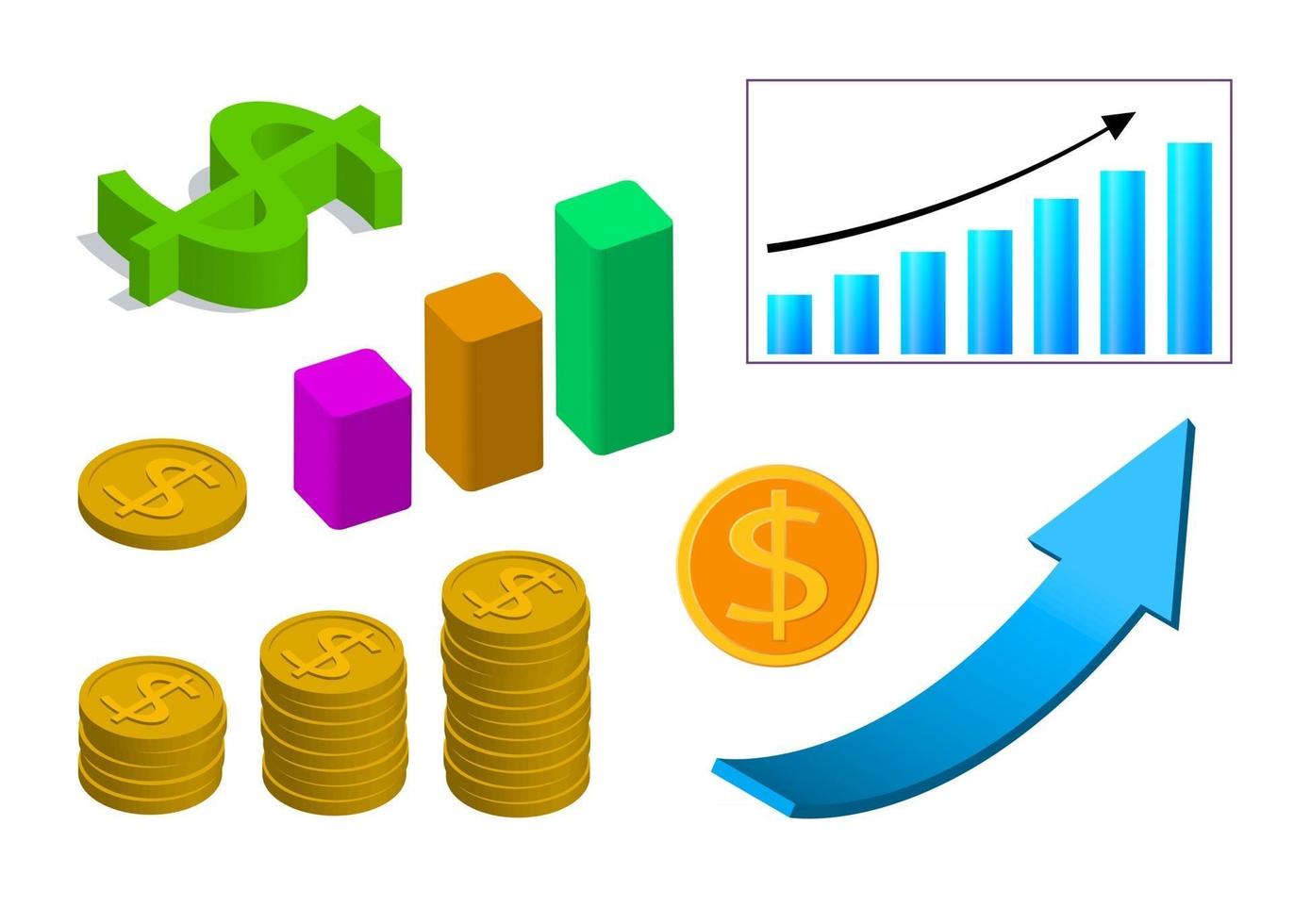 Vector illustration set, finances, isometric, 3d rendering